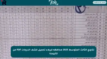 نتائج الثالث المتوسط 2025 محافظة كربلاء تحميل كشف الدرجات PDF من نتائجنا